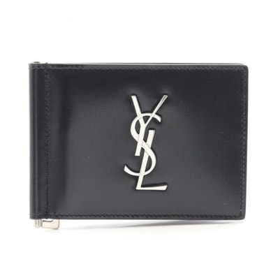 サンローランパリ SAINT LAURENT PARIS モノグラム 二つ折り財布 財布 レザー メンズ ブラック系 4856300SX0E1000 【新品】