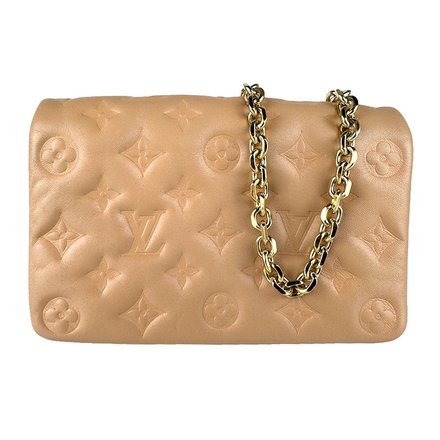 ルイ ヴィトン LOUIS VUITTON ショルダーバッグ モノグラム エンボス ポシェット クッサン レザー キャメル レディース M80818【中古】 z9158