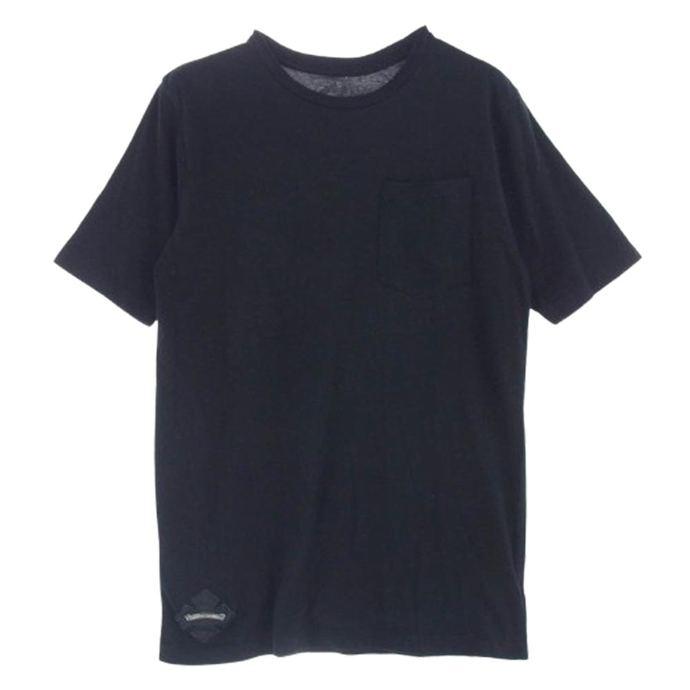 CHROME HEARTS クロムハーツ(原本無) Tシャツ 国内正規品 CHプラス レザーパッチ スクロールラベル ポケット付き 半袖 Tシャツ ブラック系 S【中古】