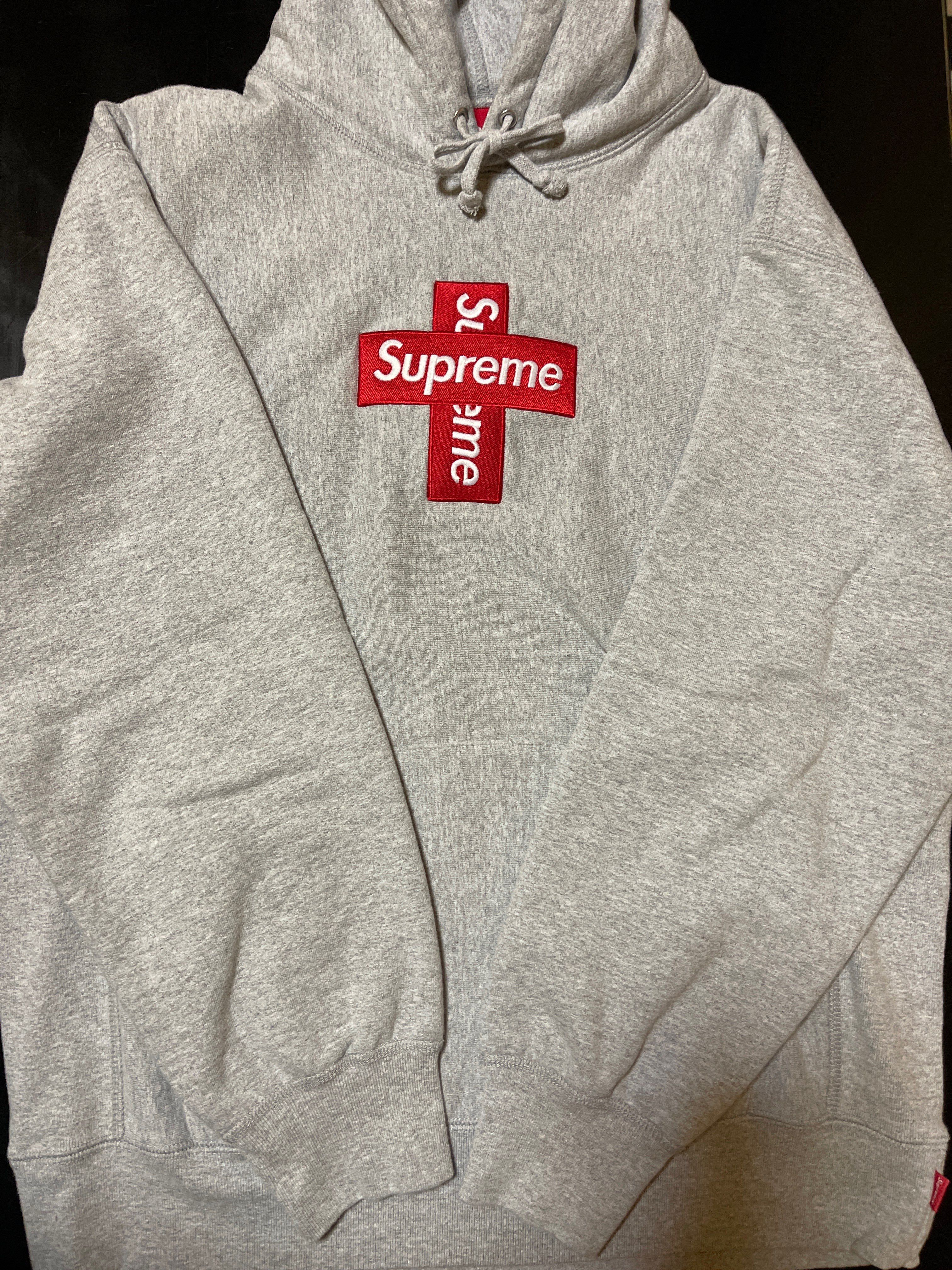 Supreme Cross Box Logo Hooded Sweatshirt "Grey"