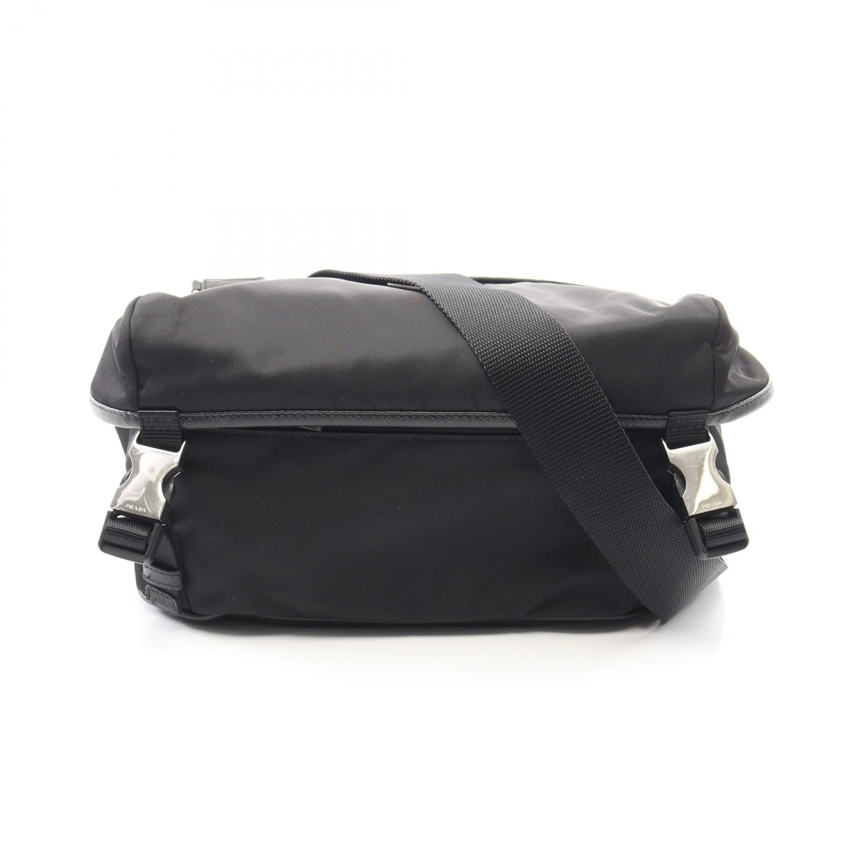 プラダ PRADA Re-Nylon ショルダーバッグ バッグ ナイロン サフィアーノレザー メンズ ブラック系 2VH994 【中古】