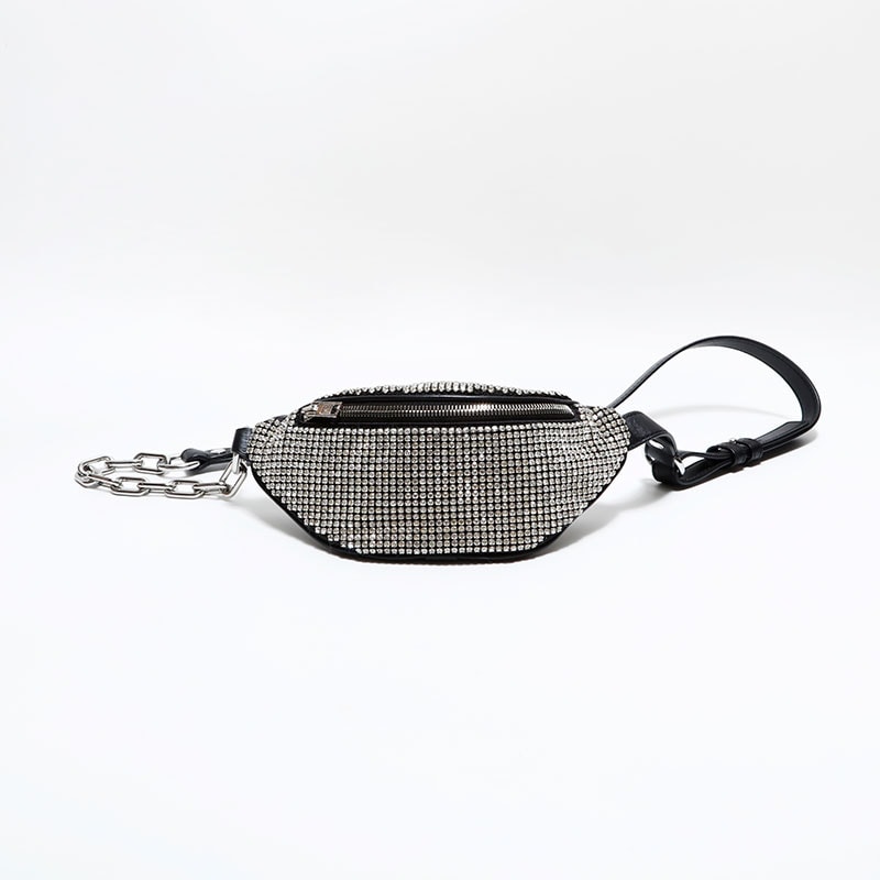 Alexander wang アレクサンダー ワン ラインストーン ウエストバッグ【中古】