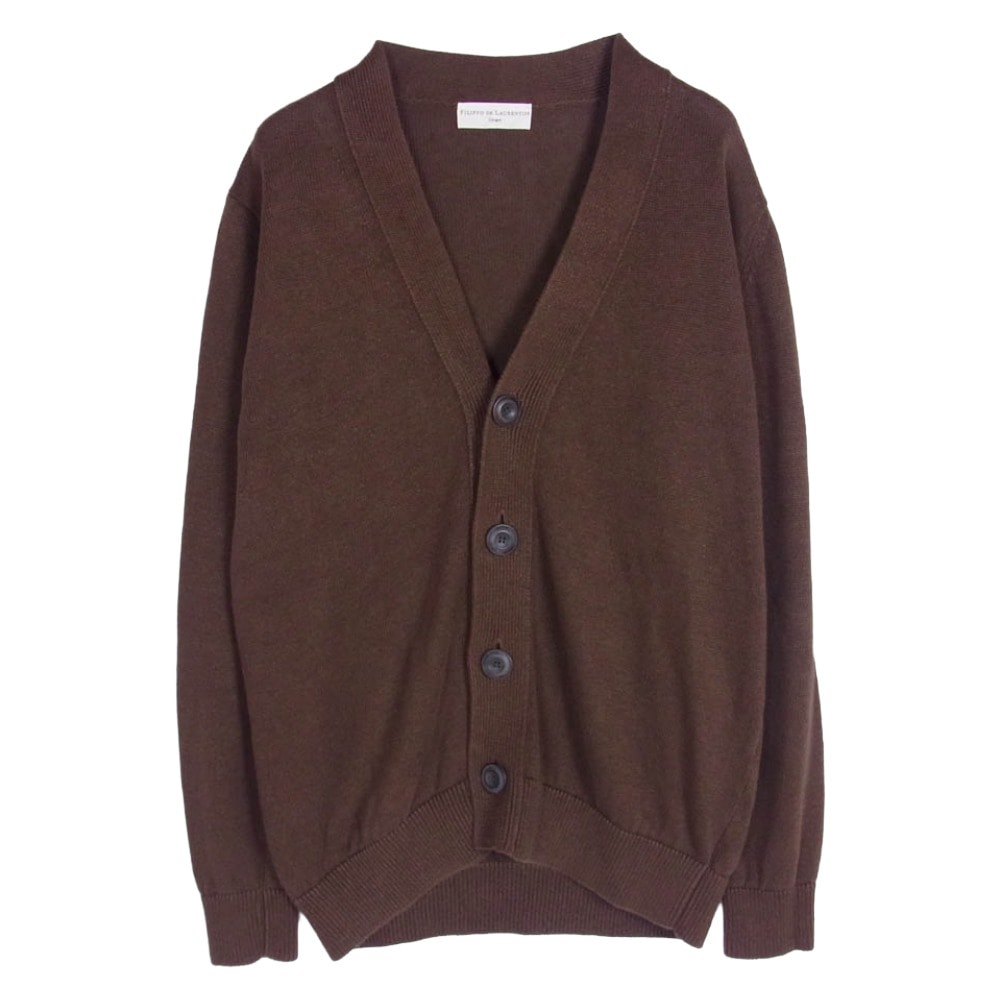 BEAMS ビームス カーディガン ビームスF FILIPPO DE LAURENTIIS  リネンカーディガン ブラウン系 48【中古】