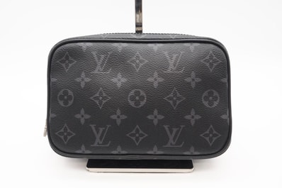 極美品 LOUIS VUITTON ルイ・ヴィトン エクリプス トゥルーストワレPM M46577 クラッチバッグ ブラック グレー コーティングキャンバス メンズ