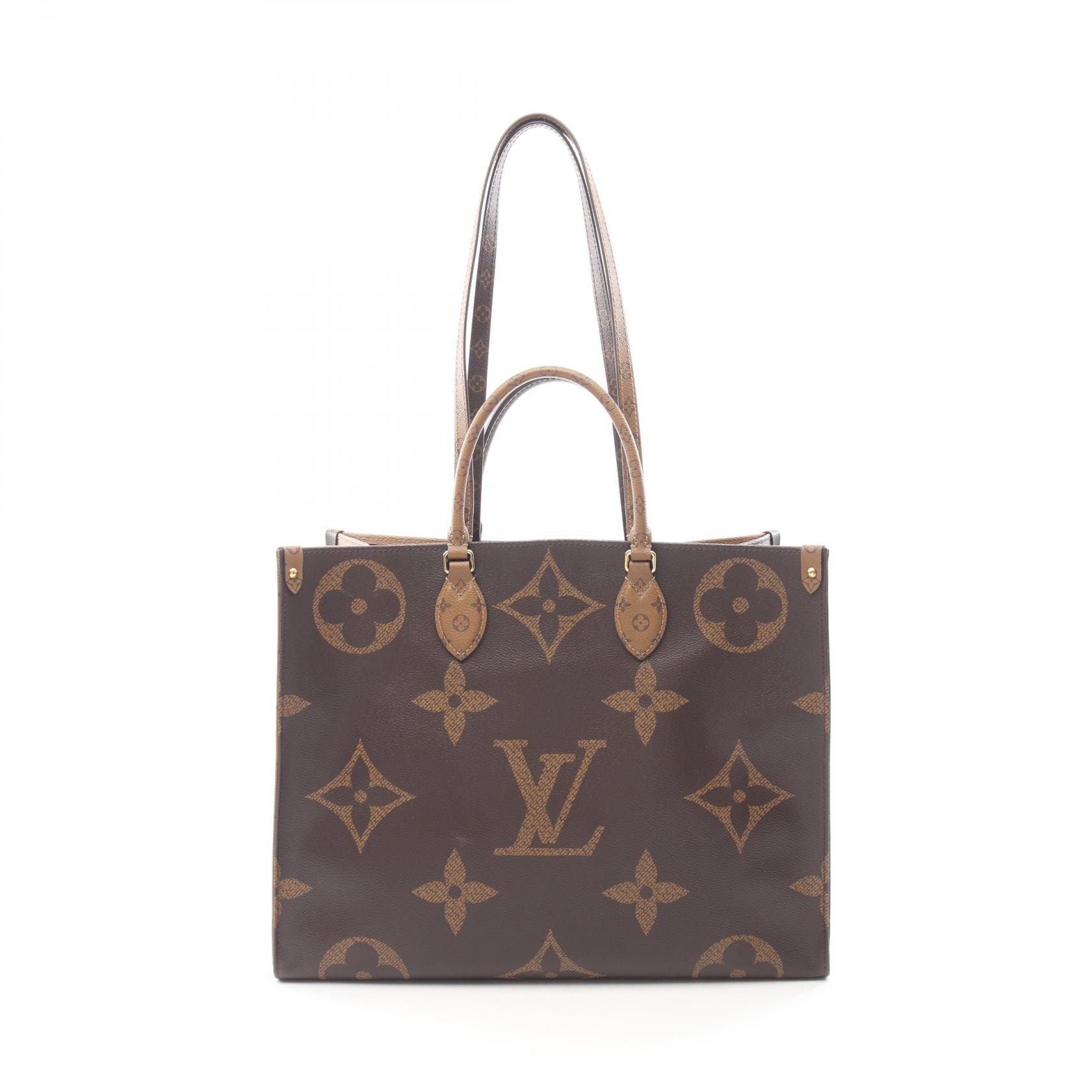 ルイ・ヴィトン LOUIS VUITTON オンザゴーGM トートバッグ バッグ PVCコーティングキャンバス モノグラム・ジャイアント ベージュ レディース ブラウン系 / ベージュ系 M44576 【中古】