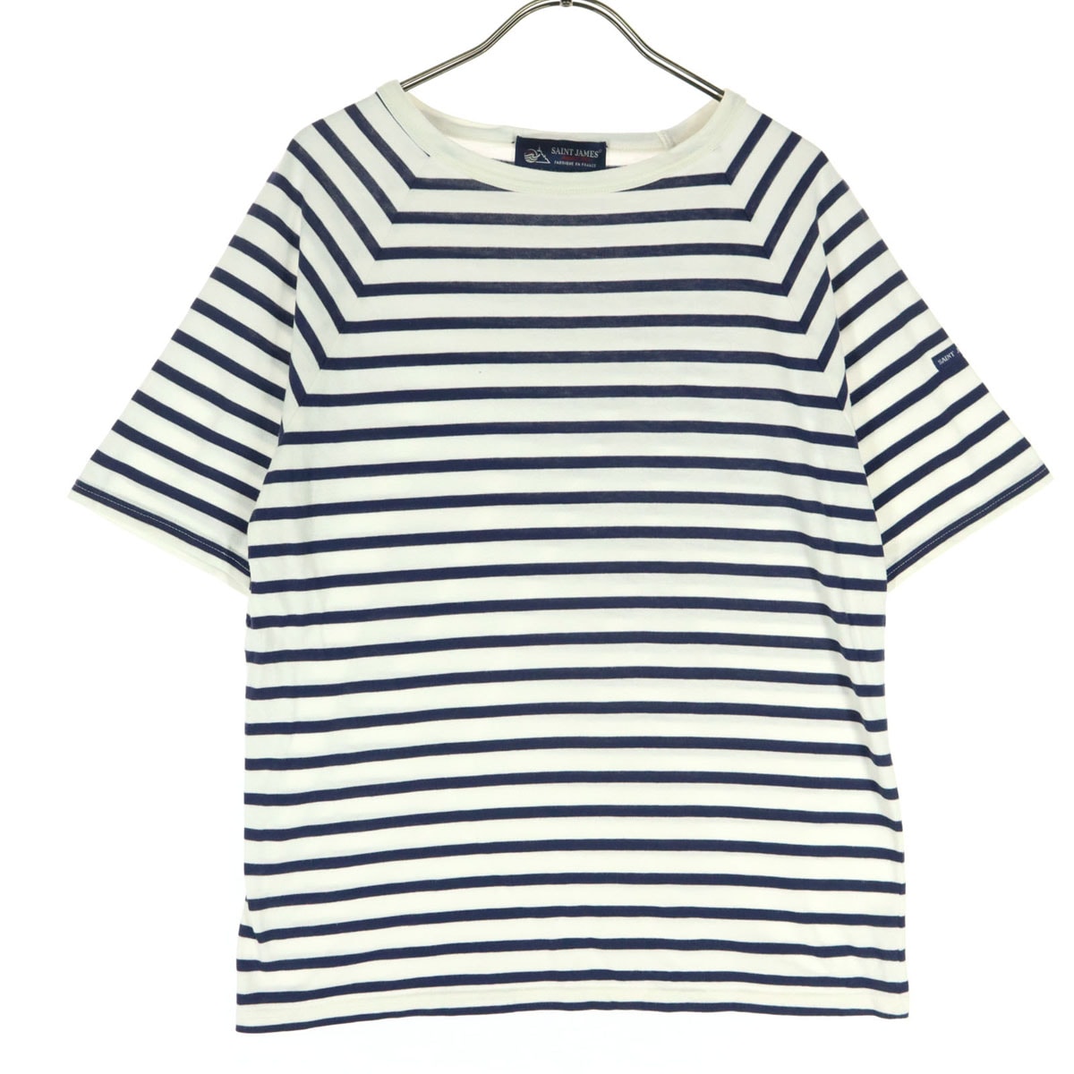 美品 SAINT JAMES セントジェームス フランス製 ボーダー柄 半袖 ピリアック Tシャツ SM アイボリー系 PIRIAC