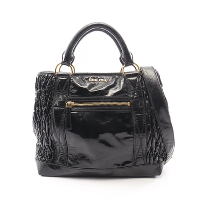 ミュウ ミュウ Miu Miu マテラッセ 2WAY ハンドバッグ バッグ レザー レディース ブラック系 【中古】