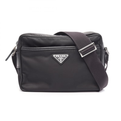 プラダ PRADA RE-NYLON TESSUTO+SAFFIANO ショルダーバッグ バッグ ナイロン レザー メンズ レディース ブラック系 2VH0482DMHF0002 【中古】
