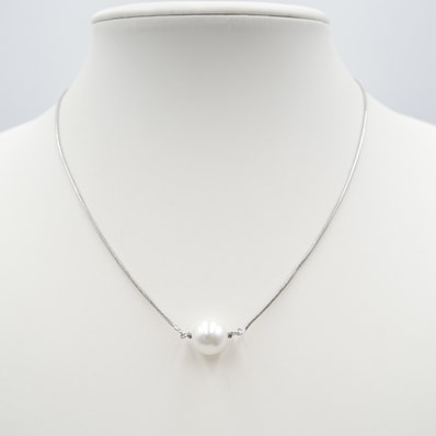Christian Dior(クリスチャンディオール)パールモチーフ ヴィンテージ ネックレス CDロゴ シルバー ホワイト レディース【中古】