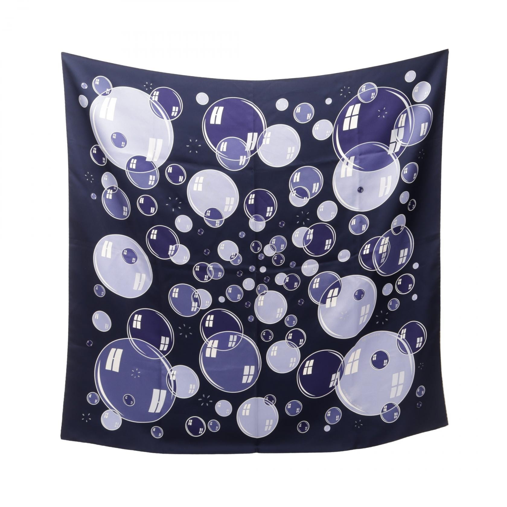 エルメス HERMES カレ90 bal de bulles スカーフ 衣料品 シルク シルク レディース ネイビー系 / ブルー系 【中古】