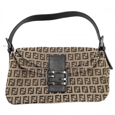 FENDI フェンディ ハンドバッグ ズッキーノ ミニマンマバケット Mamma Bucket 8BR003 キャンバス レザー ブラウン 茶 ベージュ ガンメタル金具 レディース【中古品】