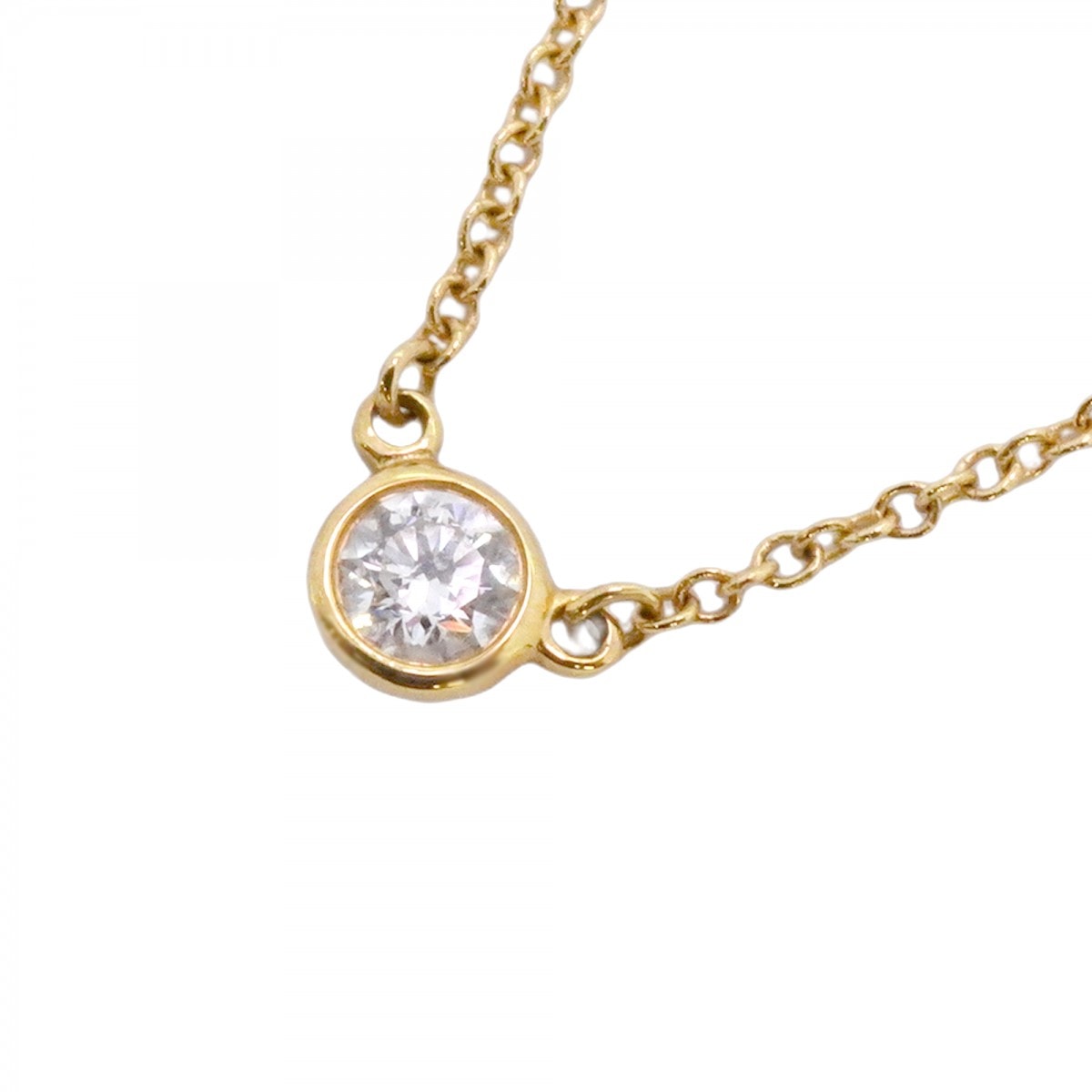 【6jdb0415-44】ティファニー ネックレス バイザヤード 1PD K18YG イエローゴールド ダイヤモンド【中古】レディース