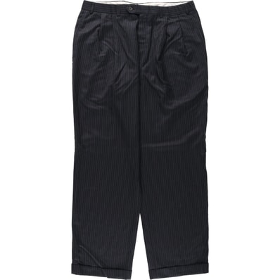 古着 ラルフローレン Ralph Lauren LAUREN ローレン TOTAL COMFORT ストライプ柄 ツータック ウールパンツ スラックス カナダ製 メンズw36相当/eaa622097