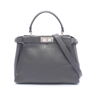 フェンディ FENDI ピーカブー レギュラー セレリア 2WAY ハンドバッグ バッグ レザー レディース グレー系 【中古】