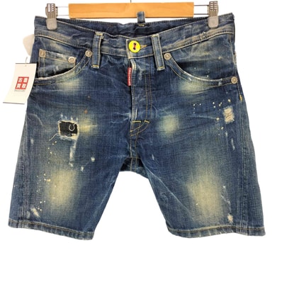 ペイント加工 ダメージデニムハーフパンツ【1143299869305】