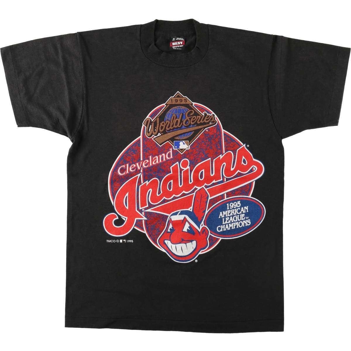 古着 90年代 フルーツオブザルーム FRUIT OF THE LOOM MLB CLEVELAND INDIANS クリーブランドインディアンス スポーツプリントTシャツ USA製 メンズM相当 ヴィンテージ/eaa621492