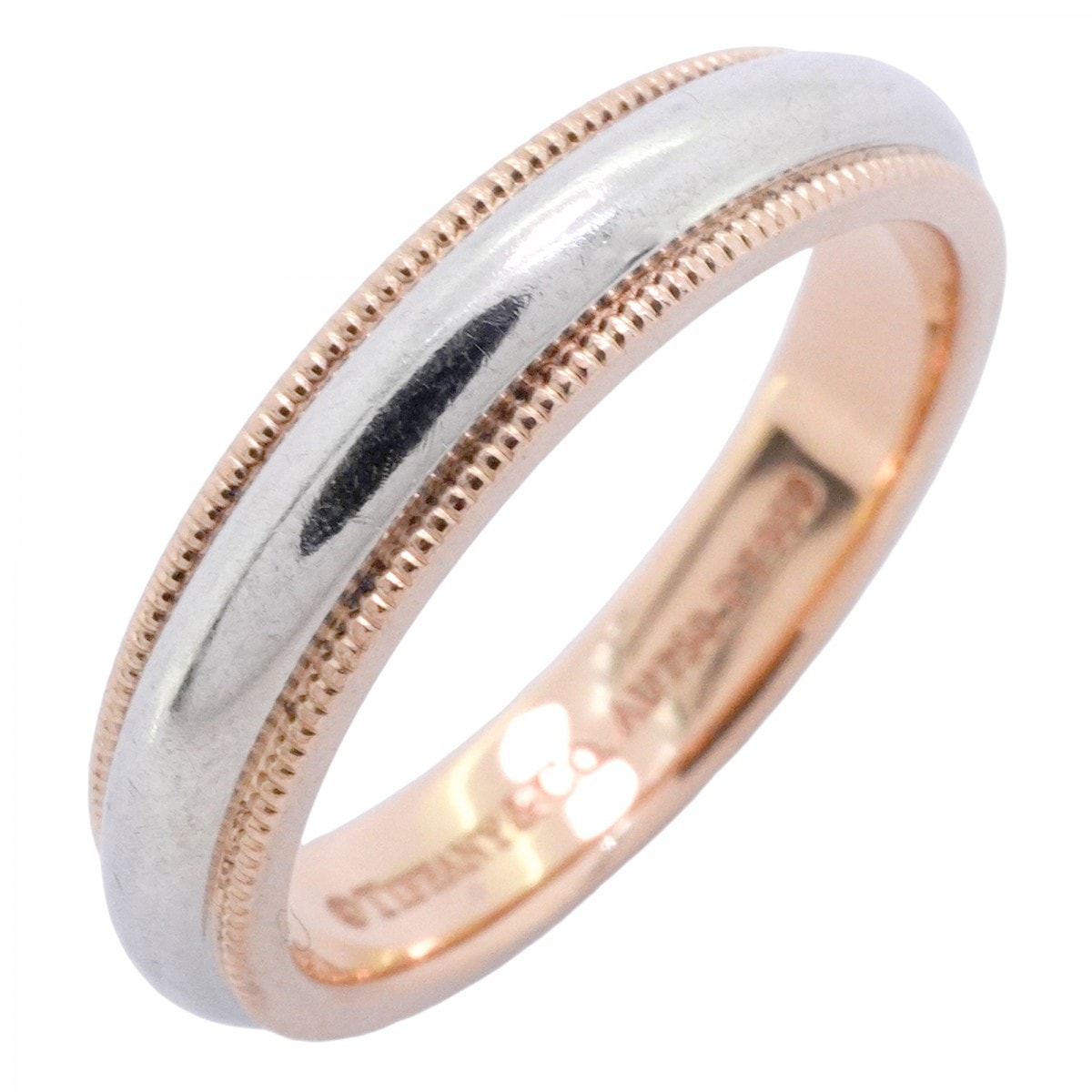 ★最終価格【6jdb0012】ティファニー リング ミルグレイン K18PG ピンクゴールド Pt950 プラチナ 12.5号【中古】レディース