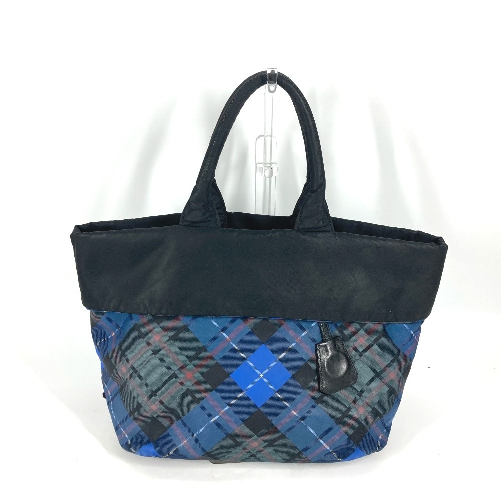 プラダ PRADA カバン チェック トートバッグ ショルダーバッグ ナイロン ブラック