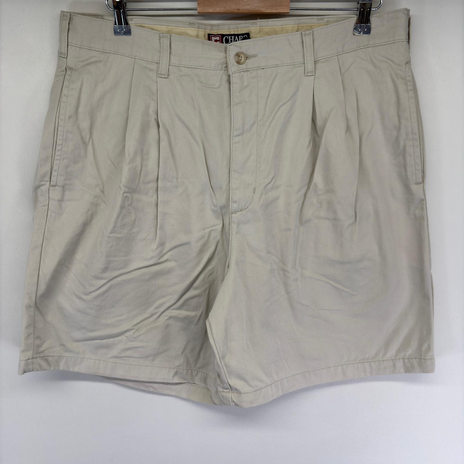 古着 チャップスラルフローレン CHAPS RALPHLAUREN パンツ チノ ハーフ ショート ツータック ジップ 半ズボン w38 アイボリー メンズ