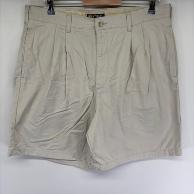古着 チャップスラルフローレン CHAPS RALPHLAUREN パンツ チノ ハーフ ショート ツータック ジップ 半ズボン w38 アイボリー メンズ