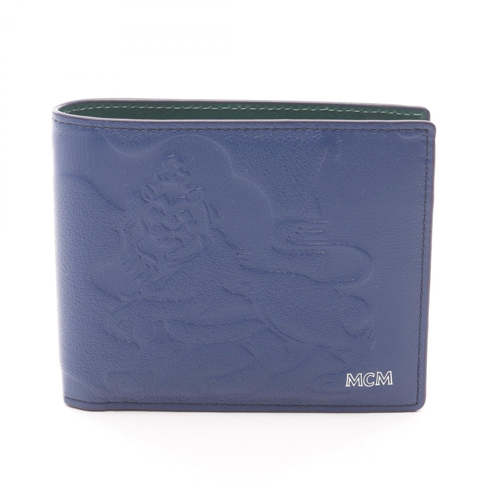エム・シー・エム MCM 二つ折り財布 財布 レザー メンズ ブルー系 / グリーン系 【中古】