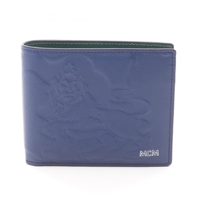 エム・シー・エム MCM 二つ折り財布 財布 レザー メンズ ブルー系 / グリーン系 【中古】