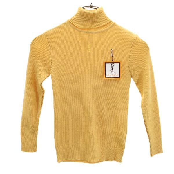 未使用 YVES SAINT LAURENT イヴサンローラン ウールブレンド 長袖 タートルネック セーター 130 イエロー系 ニット