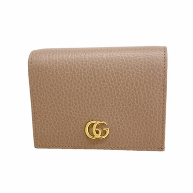 【6ib1916】グッチ 財布 GGマーモント 456126 レザー ピンクブラウン ゴールド金具【中古】レディース