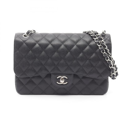 シャネル CHANEL デカマトラッセ30 クラシック ラージ Wフラップ ショルダーバッグ バッグ キャビアスキン(グレインドカーフ) レディース ブラック系 A58600 【中古】