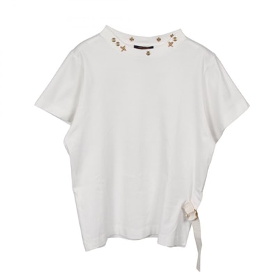 ルイ・ヴィトン LOUIS VUITTON サイドストラップ 半袖Tシャツ 衣料品 トップス コットン レディース ホワイト系 RW191W JG2 FGTS03 【中古】