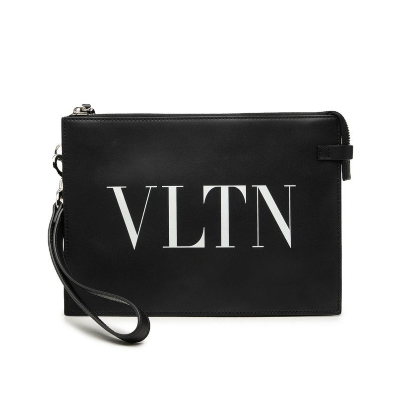 ヴァレンティノ ロックスタッズ VLTNロゴ クラッチバッグ セカンドバッグ ブラック レザー レディース VALENTINO 中古