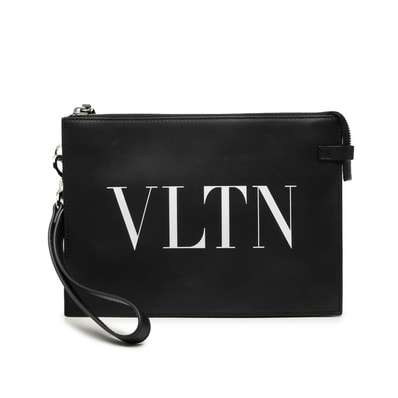 ヴァレンティノ ロックスタッズ VLTNロゴ クラッチバッグ セカンドバッグ ブラック レザー レディース VALENTINO 中古