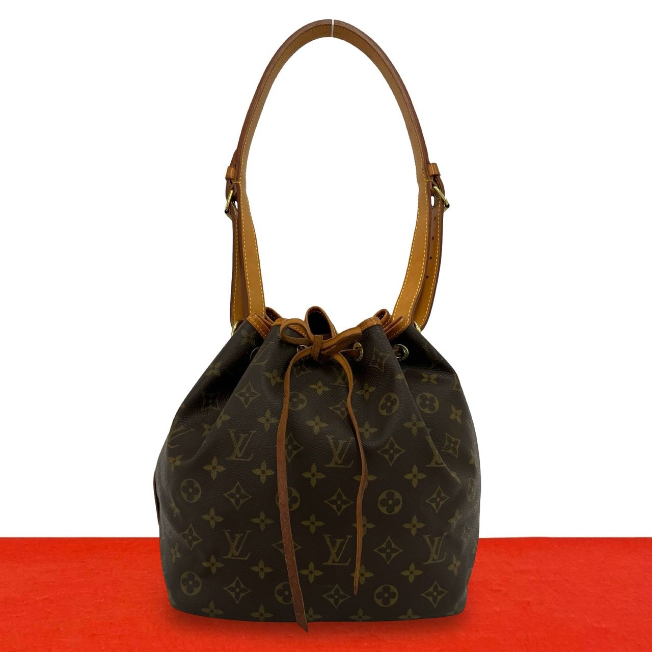 LOUIS VUITTON ルイヴィトン プチ ノエ モノグラム レザー PVC ショルダーバッグ ブラウン
 30757