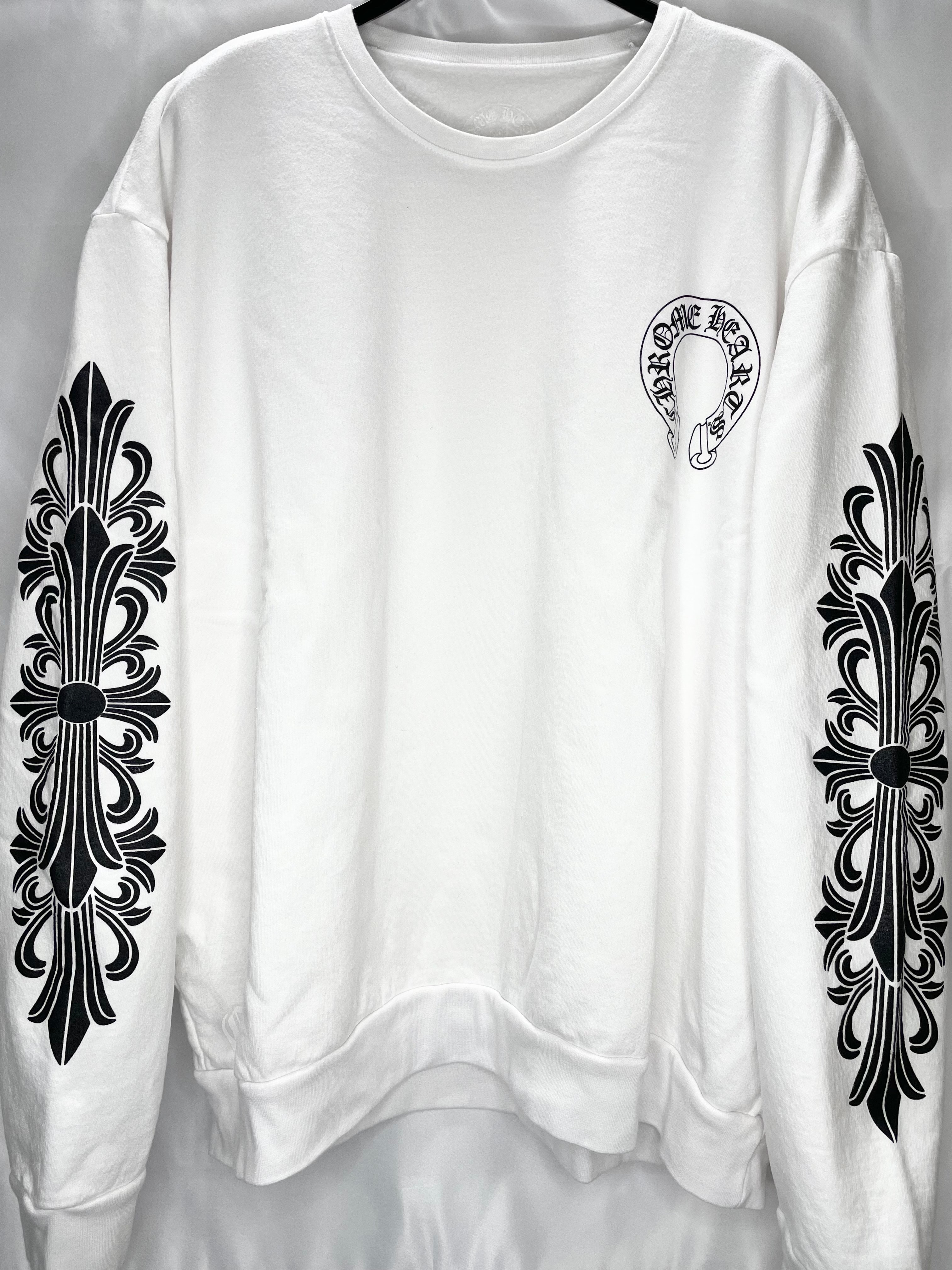 Chrome Hearts Floral Cross Horseshoe Back Print Sweatshirt "White"