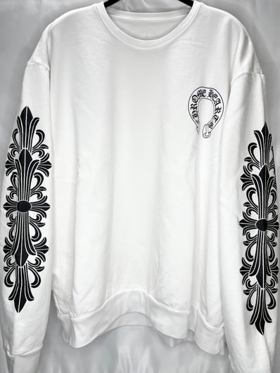 Chrome Hearts Floral Cross Horseshoe Back Print Sweatshirt "White"