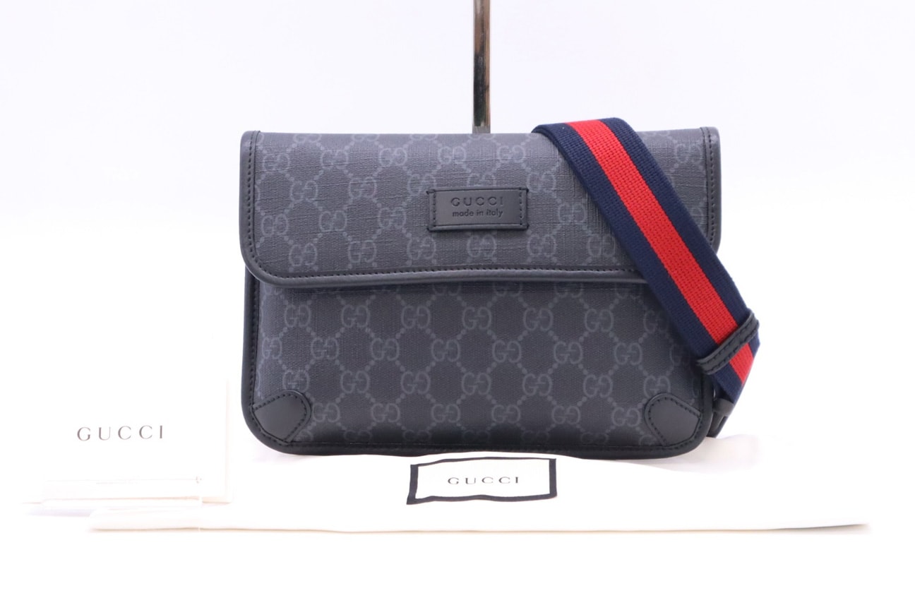 GUCCI グッチ GGスプリーム PVC レザー ボディバッグ 598113 ボディバッグ ブラック グレー ネイビー レッド コーティングキャンバス レザー レディース