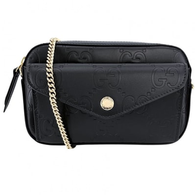 GUCCI グッチ ショルダーバッグ スーパーミニ チェーンショルダー ミニバッグ 肩掛け 斜め掛け 781554 レザー ブラック 黒 ゴールド金具 メンズ 美品【中古品】