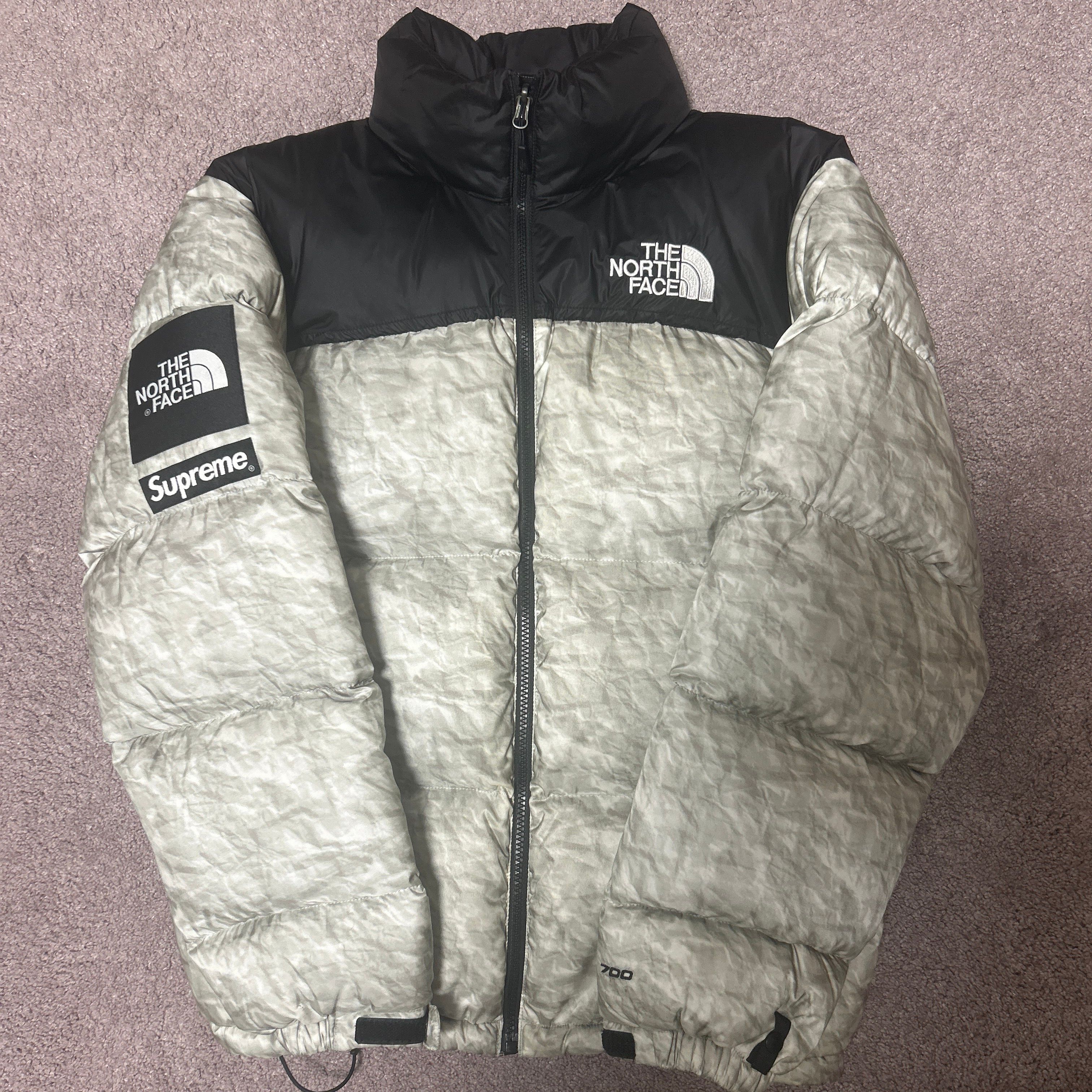 Supreme x The North Face Nuptse Jacket "White Paper Print"