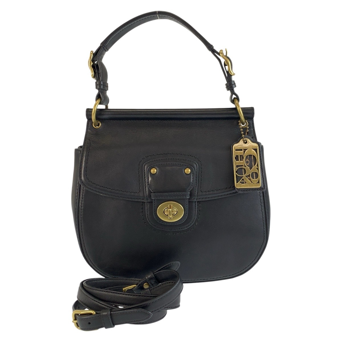 美品 COACH コーチ ニューウィリス ブラック 黒 ゴールド金具 レザー ハンドバッグ ショルダーバッグ 602998 【中古】