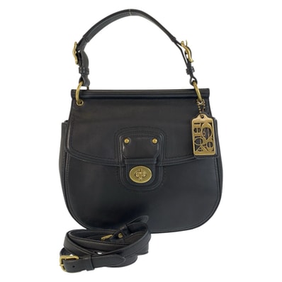 美品 COACH コーチ ニューウィリス ブラック 黒 ゴールド金具 レザー ハンドバッグ ショルダーバッグ 602998 【中古】
