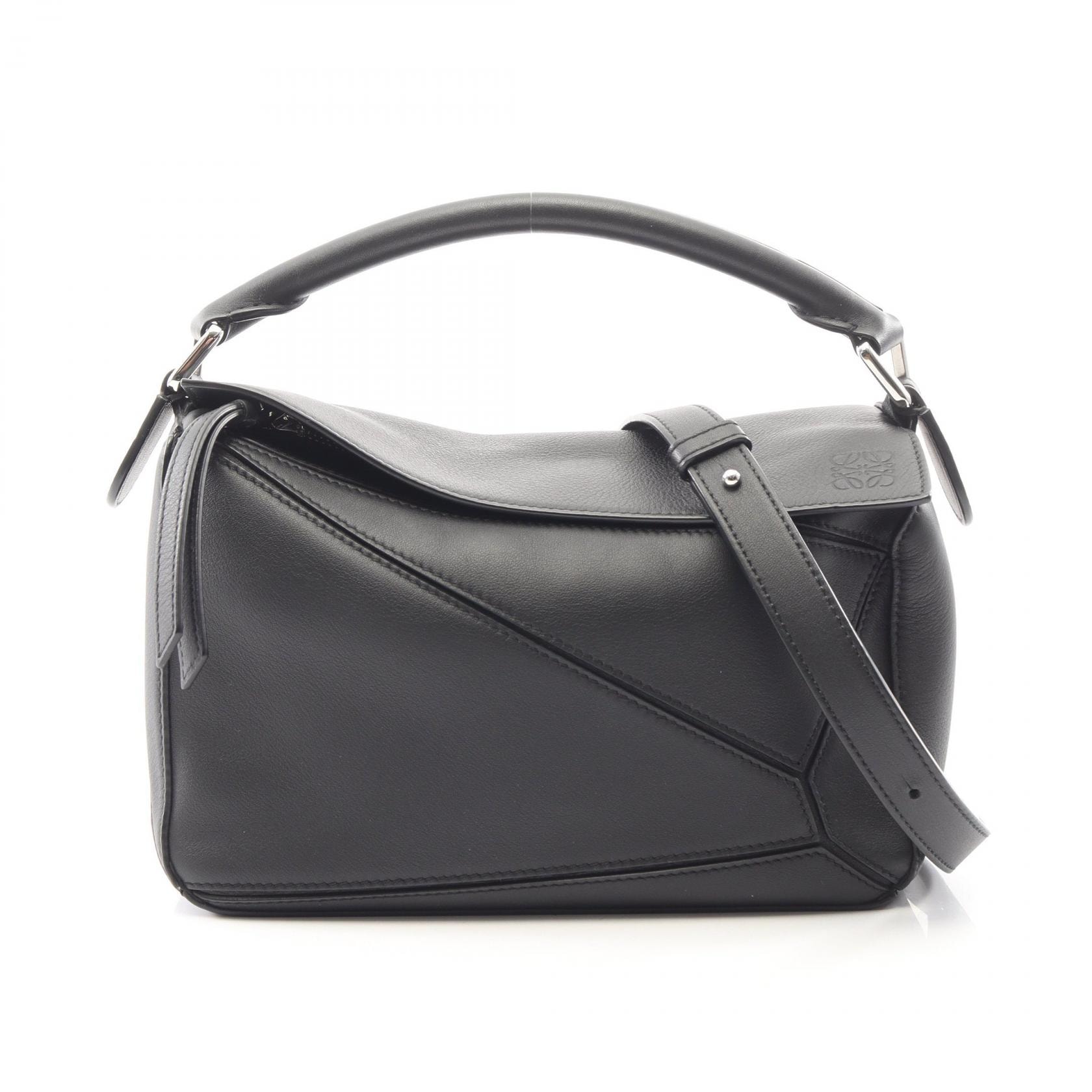 ロエベ LOEWE PUZZLE BAG SMALL パズルバッグ スモール 2WAY ハンドバッグ バッグ レザー レディース ブラック系 322.30.S21 【中古】