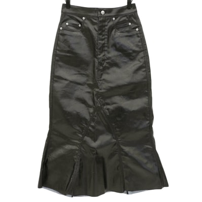 リックオウエンス 美品 デニム Aライン ロング スカート レディース ブラック 40 RP01C5349-SLQ 40