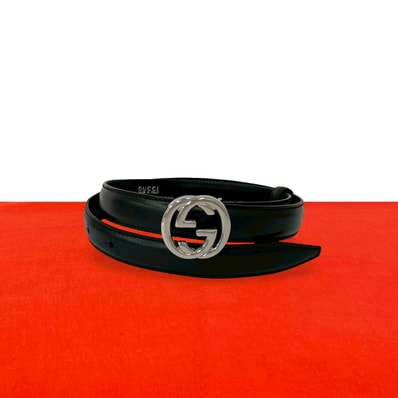 GUCCI グッチ インターロッキングG 金具 レザー ベルト ブラック
44338