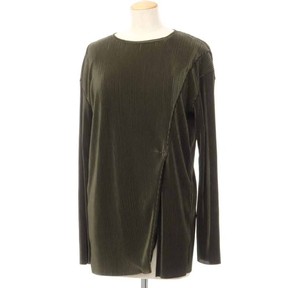 【中古】クラネ CLANE ポリエステル プリーツ カットソー ダークオリーブ【サイズ1】【レディース】