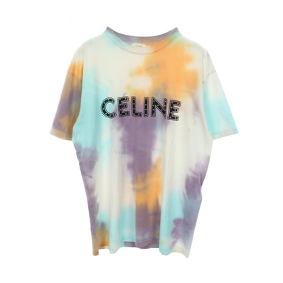 セリーヌ CELINE スタッズロゴ タイダイ クルーネック 半袖Tシャツ 衣料品 トップス コットン メンズ マルチカラー 【中古】