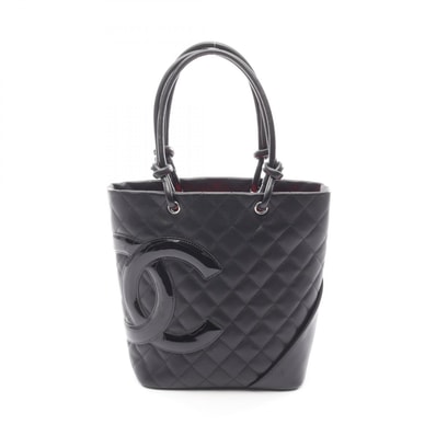 シャネル CHANEL カンボンライン ミディアム トートバッグ バッグ レザー パテントレザー レディース ブラック系 A25167 【中古】