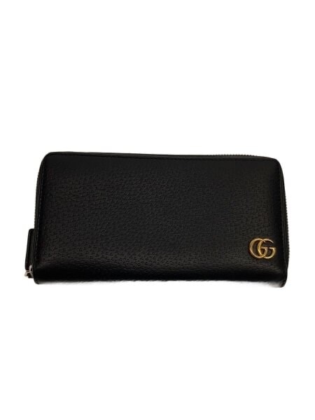 GUCCI GG Marmont Leather Zip Around Wallet "Black/Gold"