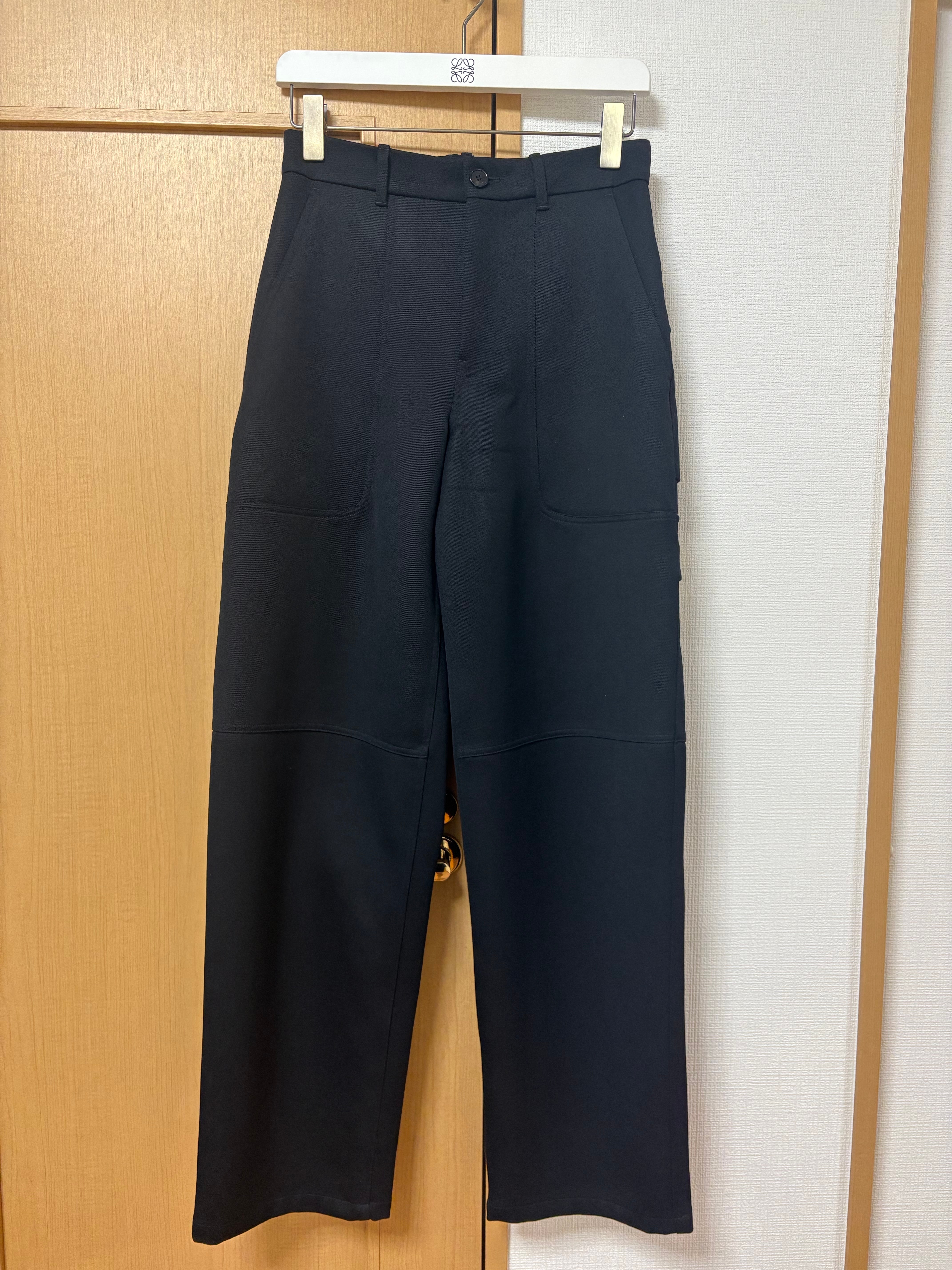 LOEWE Men's Cargo Trousers in Wool "Black"