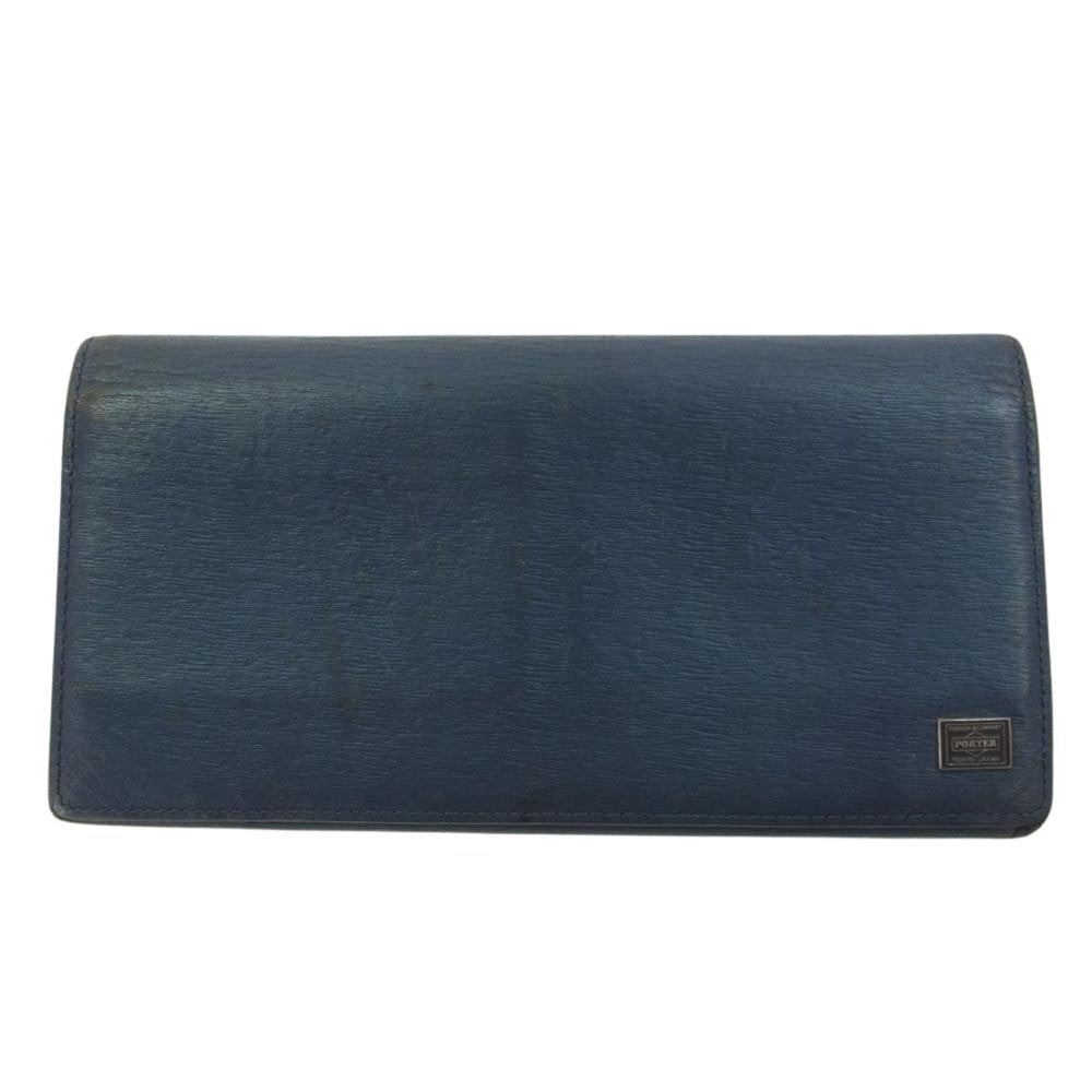 PORTER ポーター 財布 052-02201 CURRENT カレント 二つ折り 長財布 ロング ウォレット ネイビー系【中古】