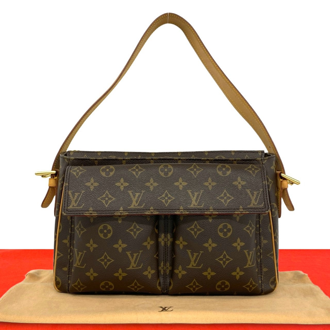 LOUIS VUITTON ルイヴィトン ヴィバシテ GM モノグラム PVC レザー ショルダーバッグ ブラウン
 36544